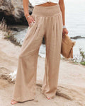 Flowing Wide-Leg Beach Pants with Elastic Waist