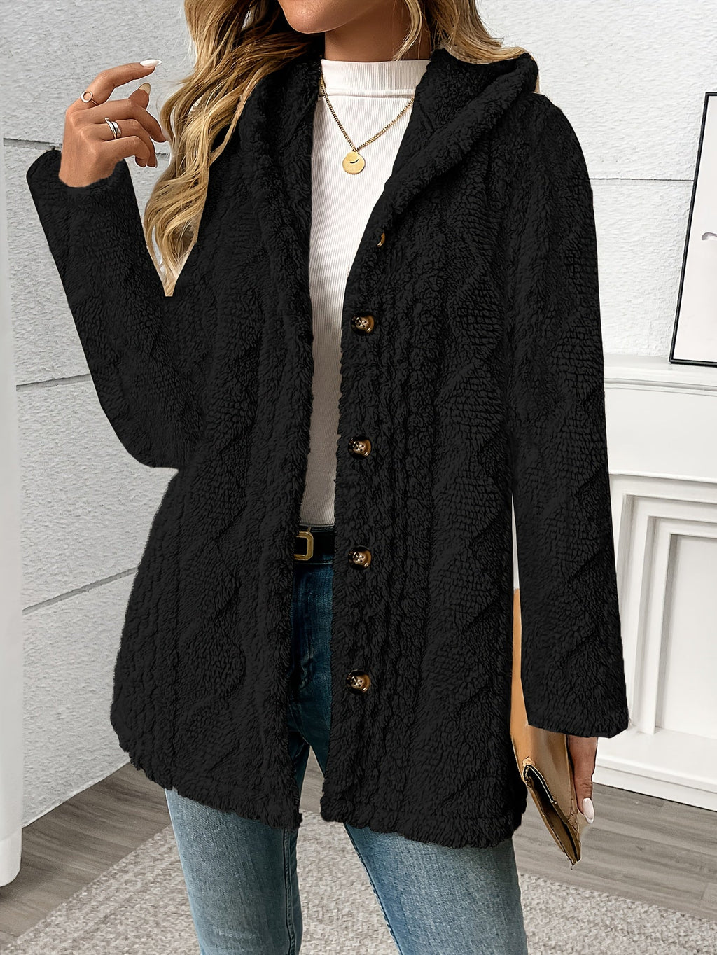Black Textured Coat