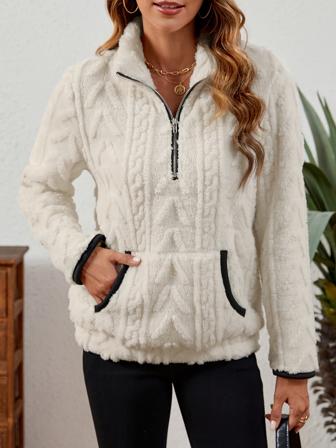 Cozy Half-Zip Sweater with Kangaroo Pocket