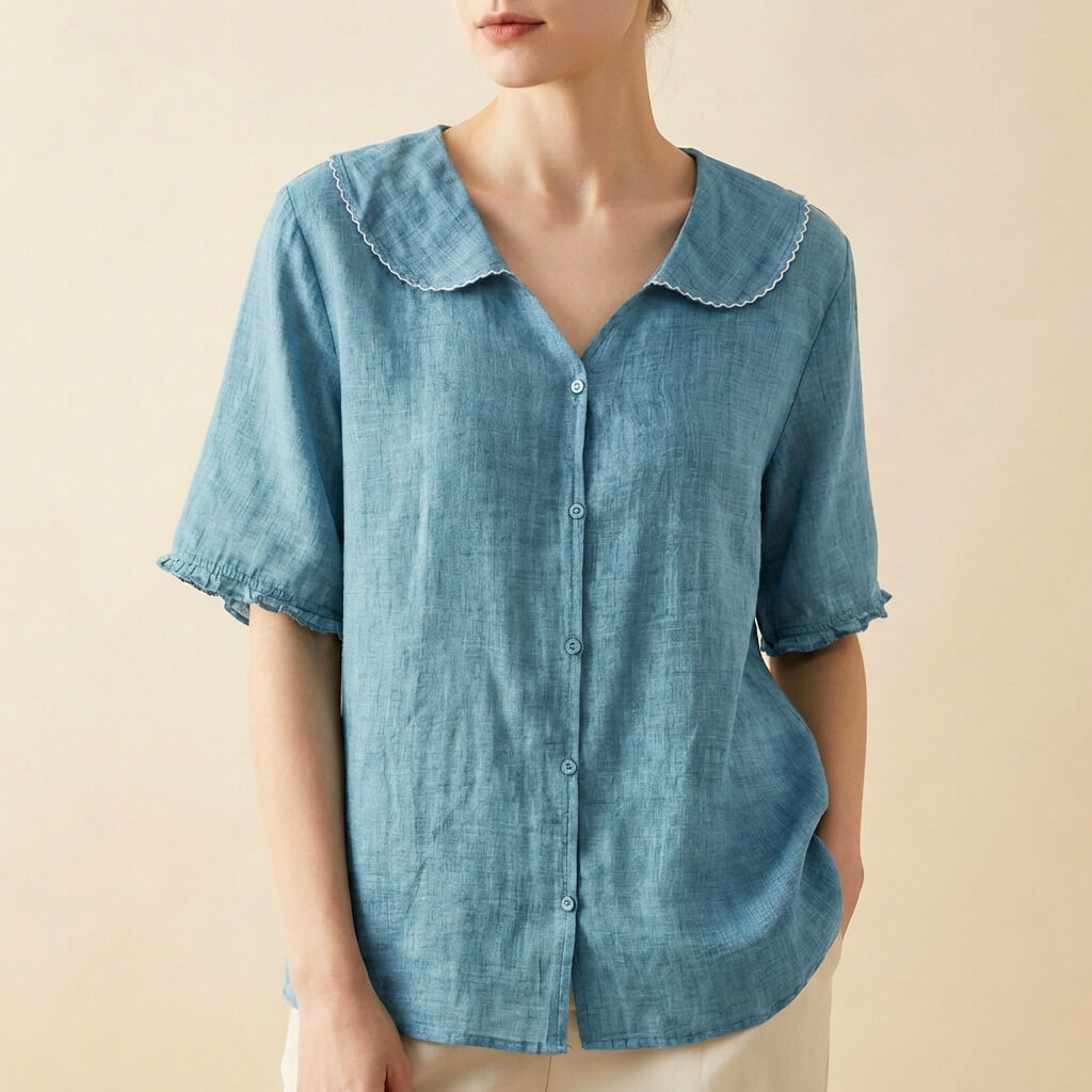 Clara Cotton-Linen Summer Blouse