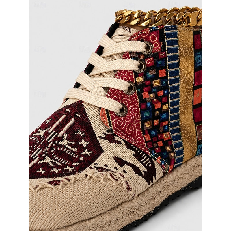 Red boho patterned high-top Sneakers