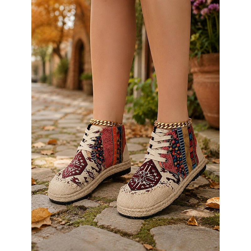 Red boho patterned high-top Sneakers