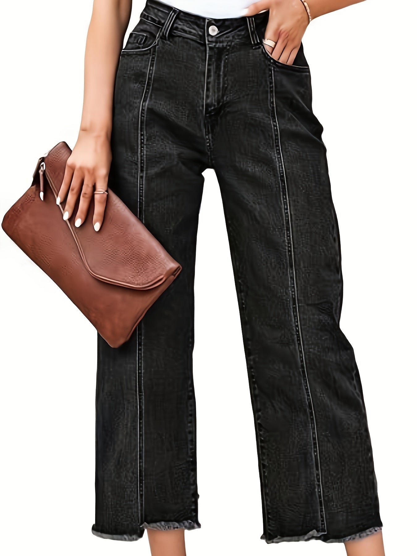 Royal Blue Tailored Cropped Straight-Leg Jeans