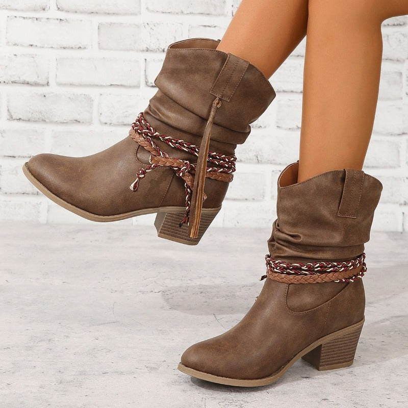 Maroon western cowboy festival Boots