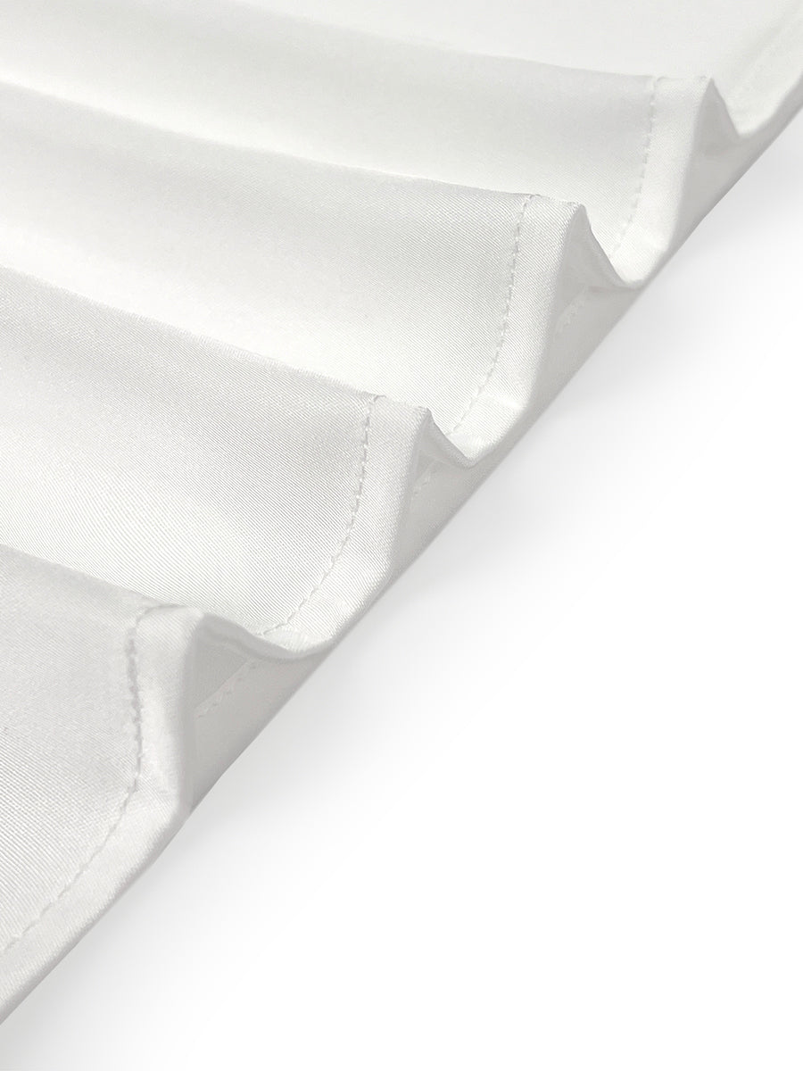 White floral applique mesh puff sleeve blouse, cuff pleat detail