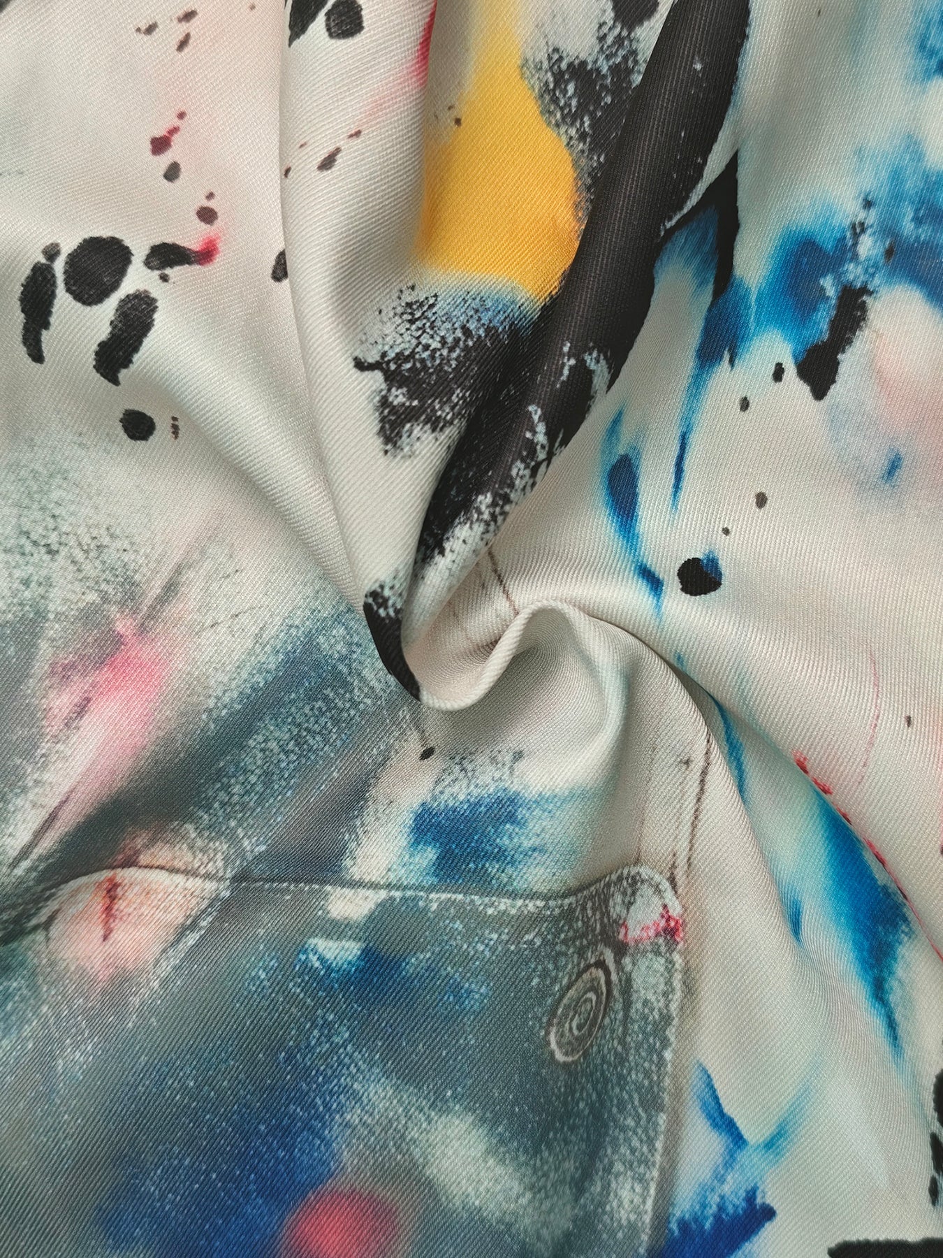 Light Grey Graffiti Print Wide-Leg High-Waisted Jeans