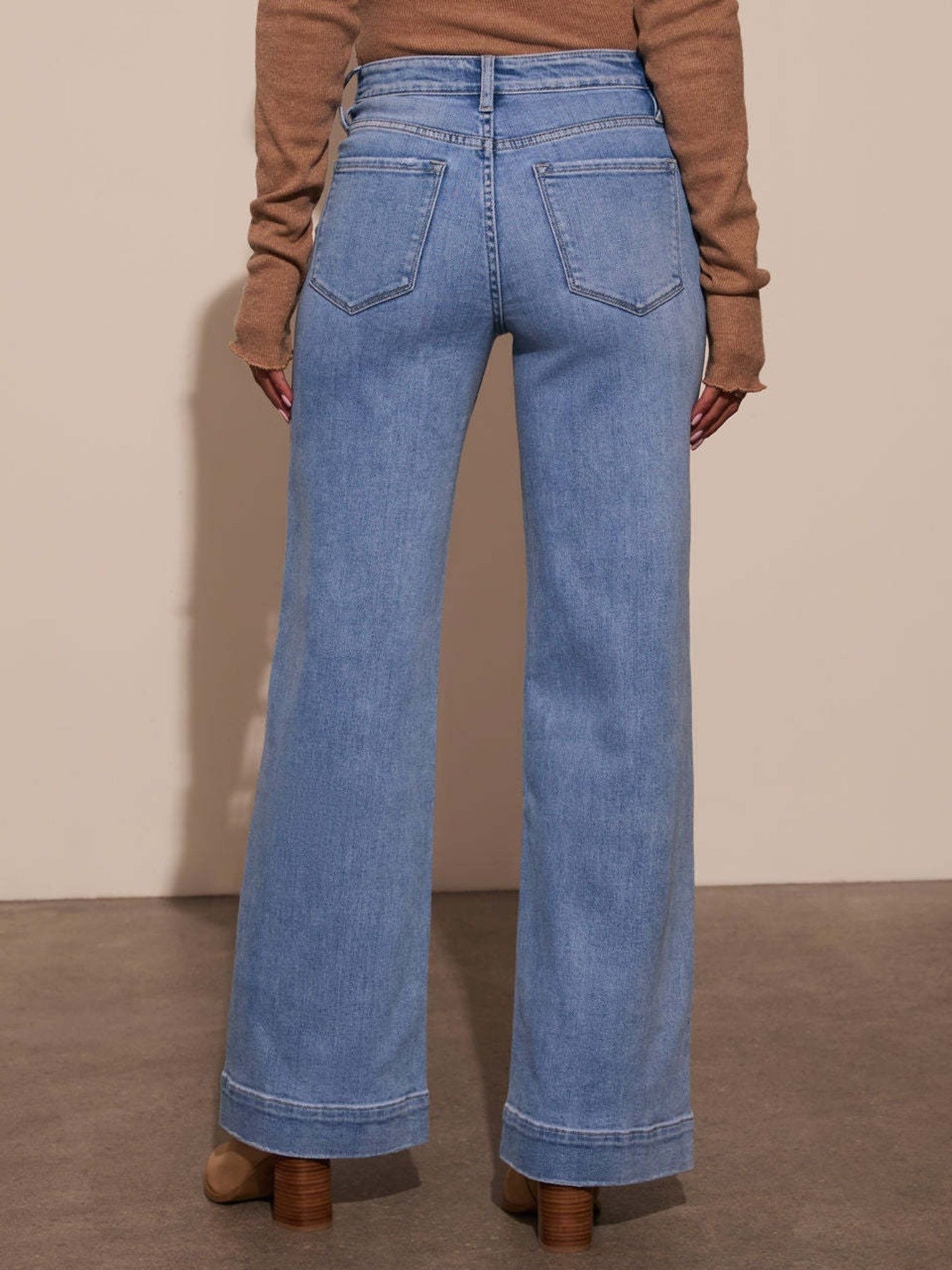 High-Waist Wide-Leg Stretch Jeans