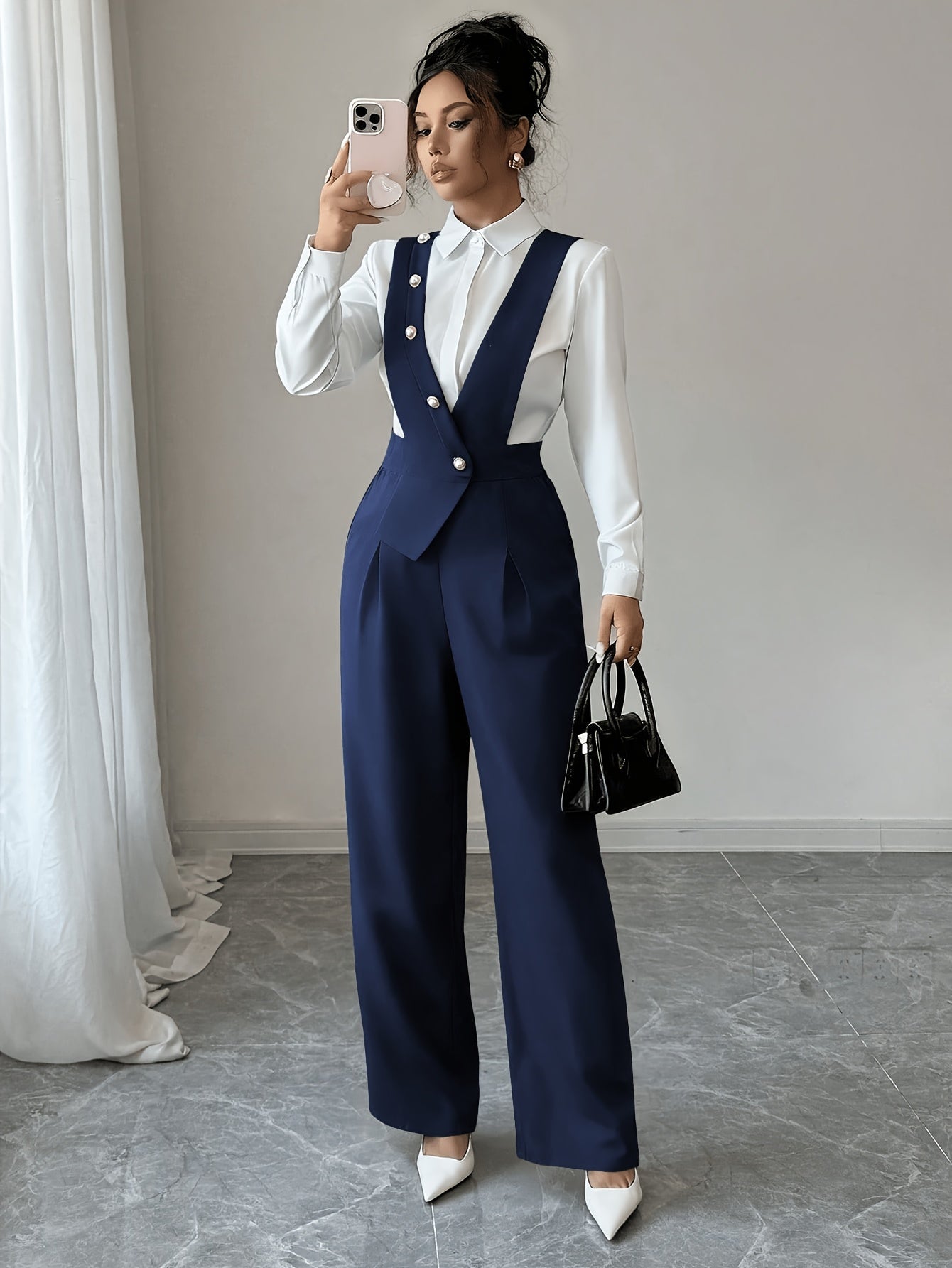 Burgundy Tailored Wide-Leg Jumpsuit
