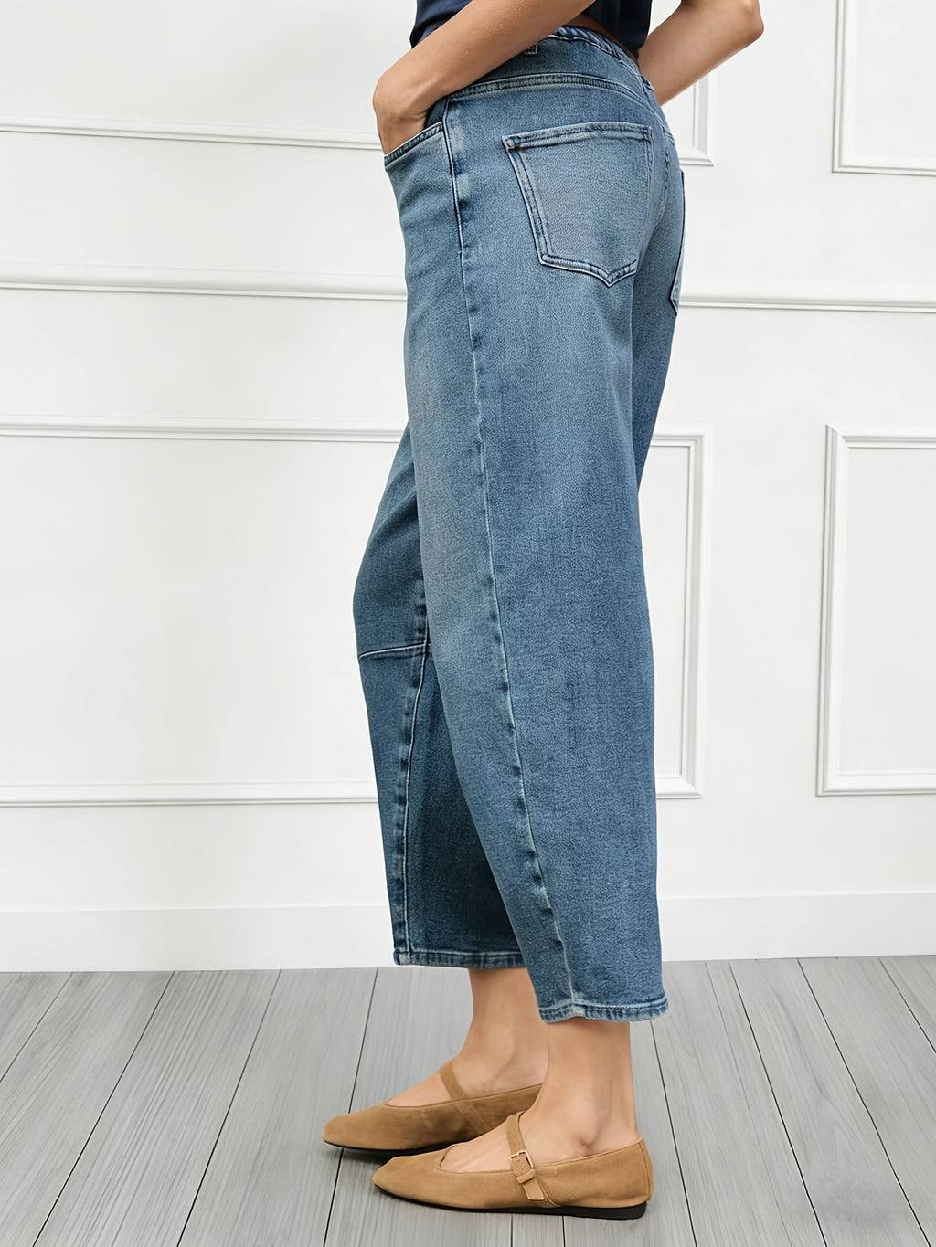 Blue Relaxed Barrel Jeans