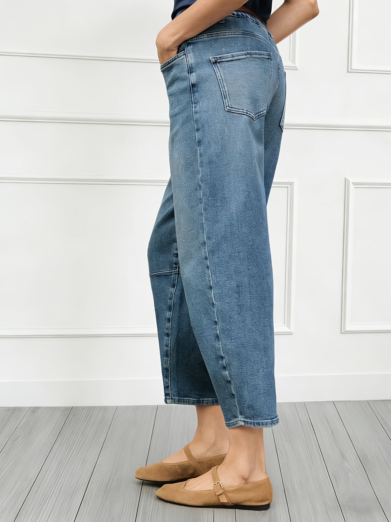 Blue Relaxed Barrel Jeans