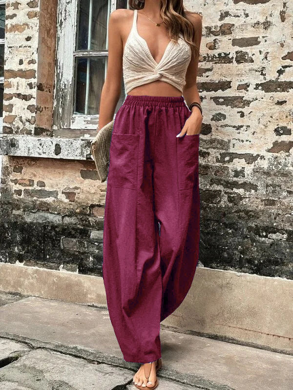 loose fit elastic-waist Pants