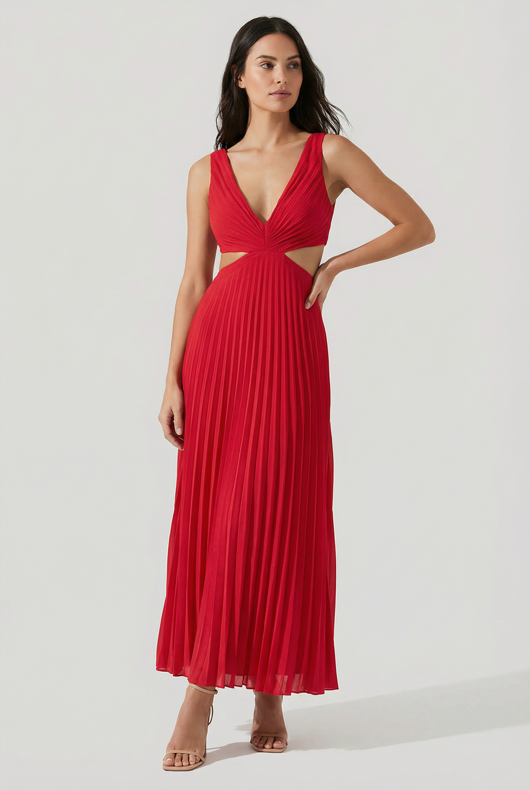 Women's Elegant Pleated Maxi Dress