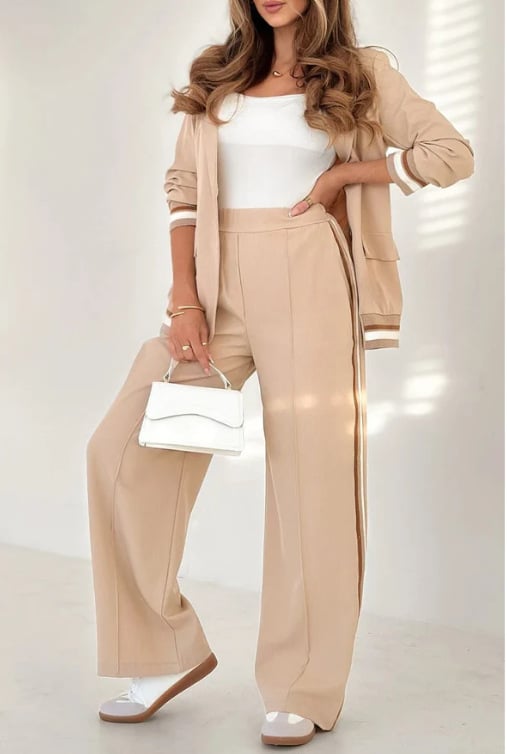 Casual blazer and wide-leg trouser co-ord set