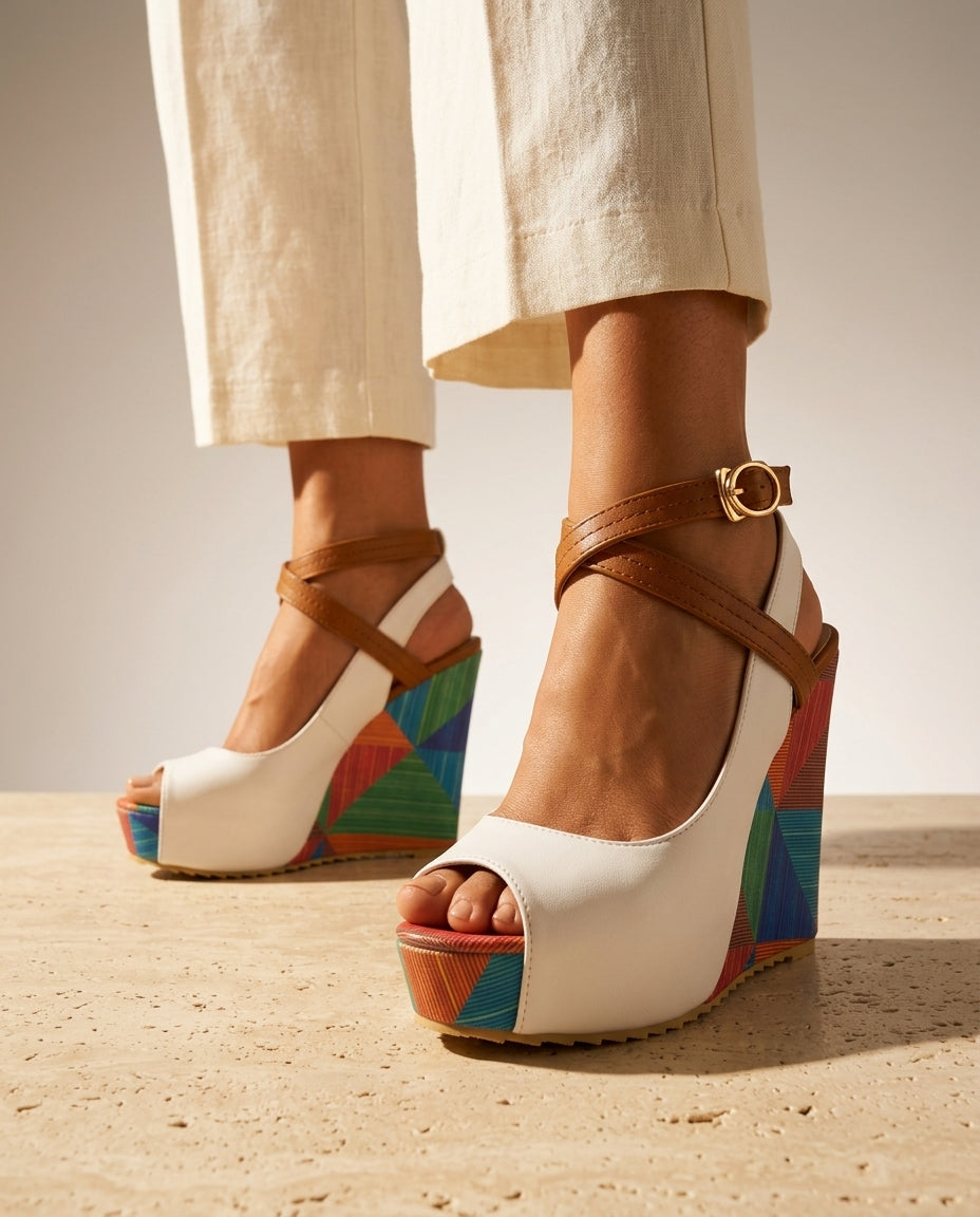 White Wedge Sandals