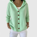 Green Hooded Button-Down Cardigan, front view