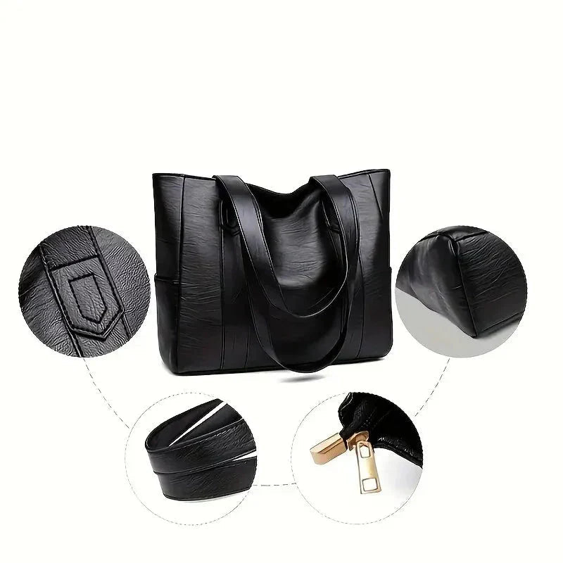 Black Zip-Closure Tote Bag