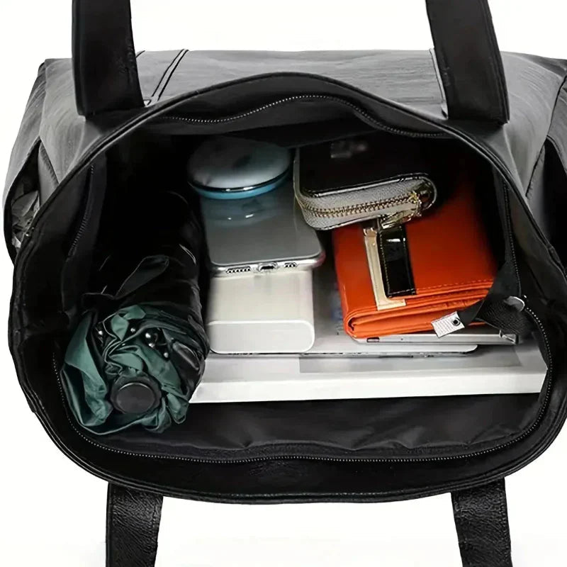 Black Zip-Closure Tote Bag