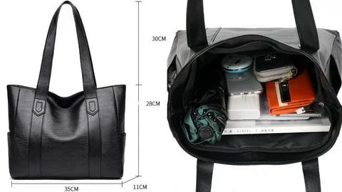 Black Zip-Closure Tote Bag