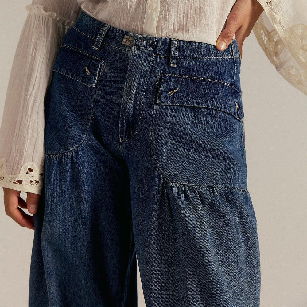 Wide-Leg Cropped-Ankle Jeans