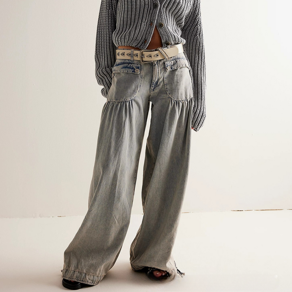 Wide-Leg Cropped-Ankle Jeans
