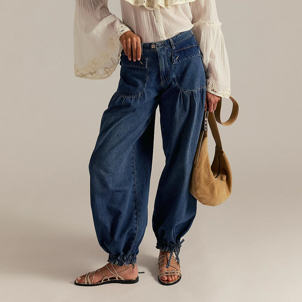 Wide-Leg Cropped-Ankle Jeans