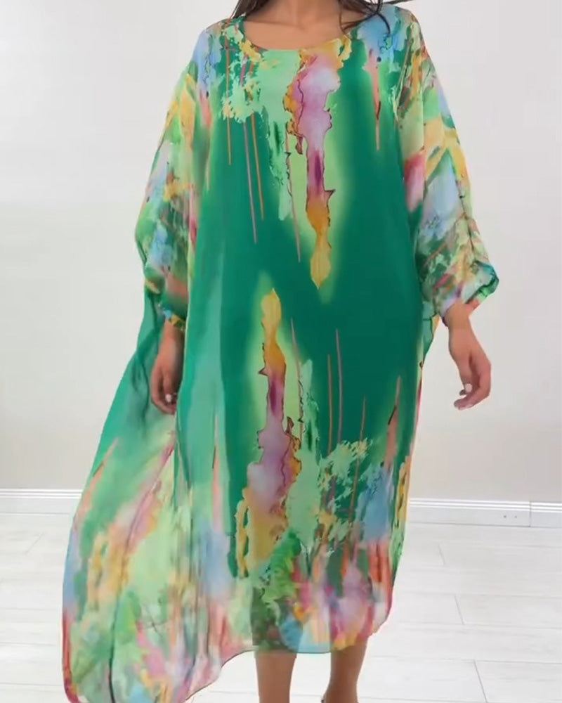 Women's Abstract Print Midi Dress Summer | Senselle