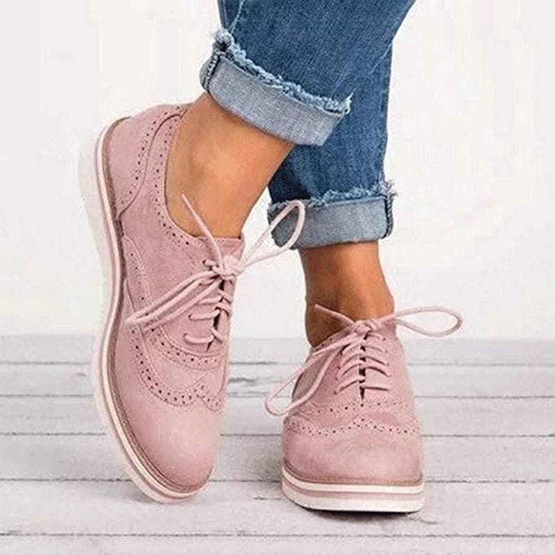 Pink Suede Derby Loafers, front view