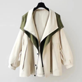 Black Hooded Trench Coat, front view