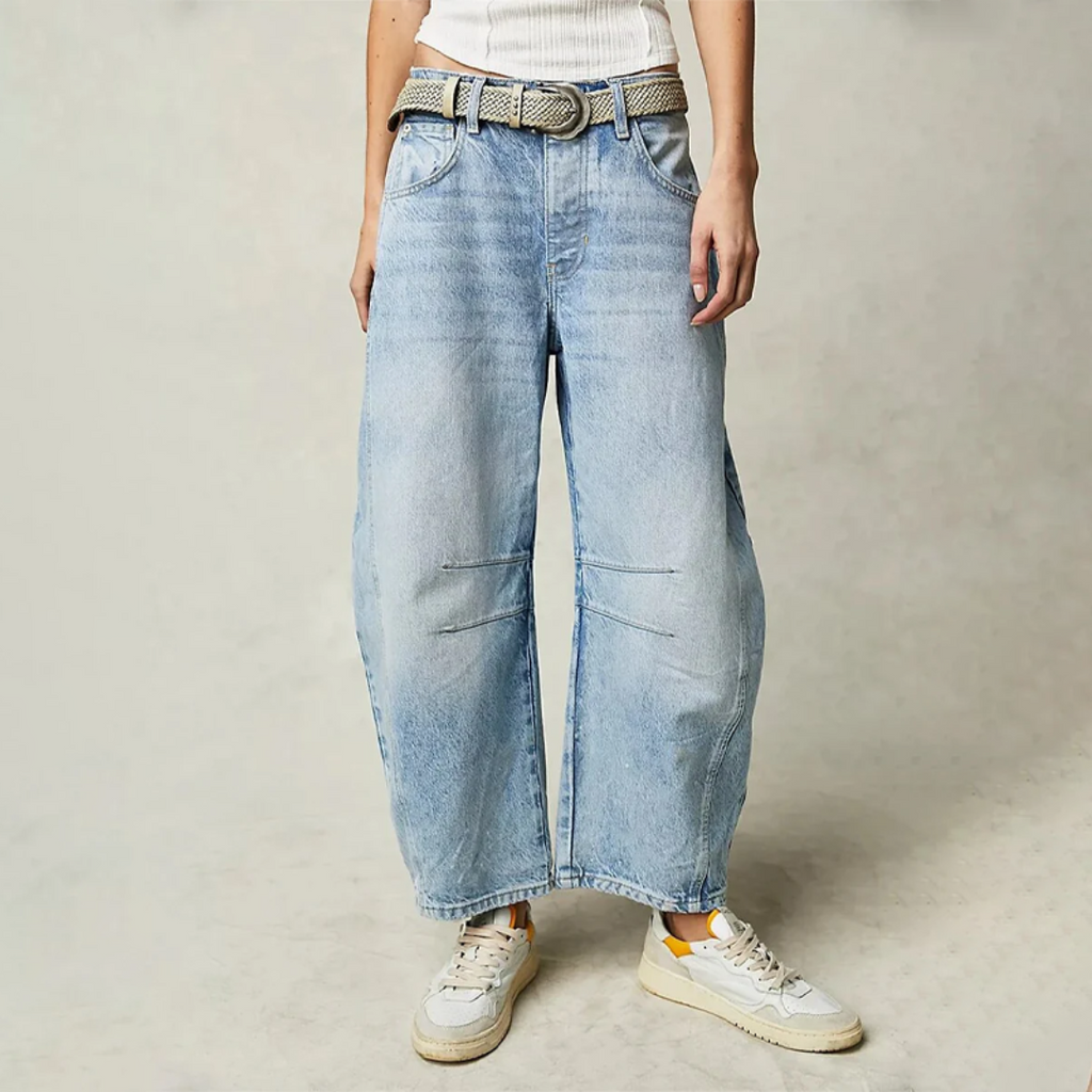 High-Waist Barrel Leg Jeans, front view