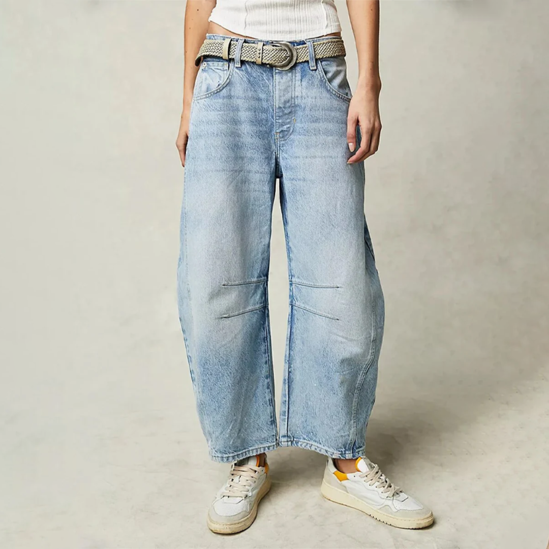 High-Waist Barrel Leg Jeans, front view