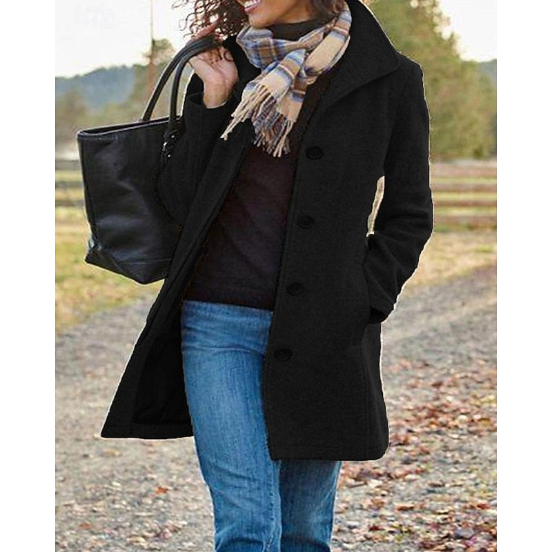 Purple Turndown Collar Coat