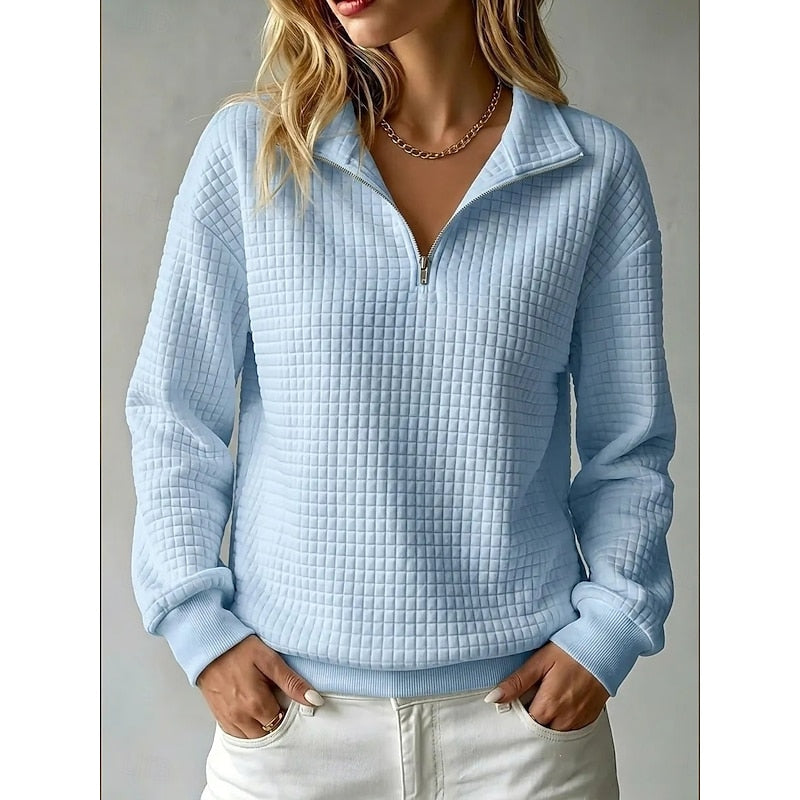 White textured half-zip pullover