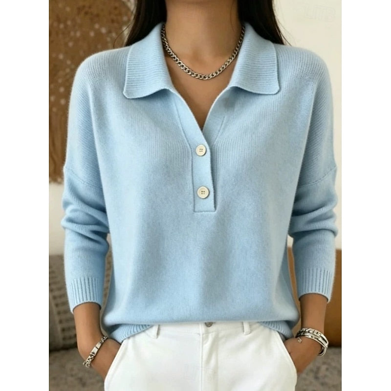 Blue Refined Collared Sweater, front view