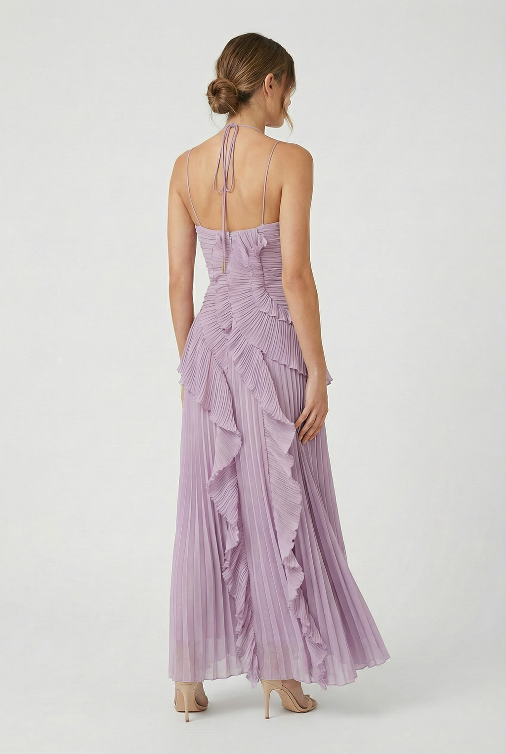 Women's Asymmetric Pleated Maxi Dress