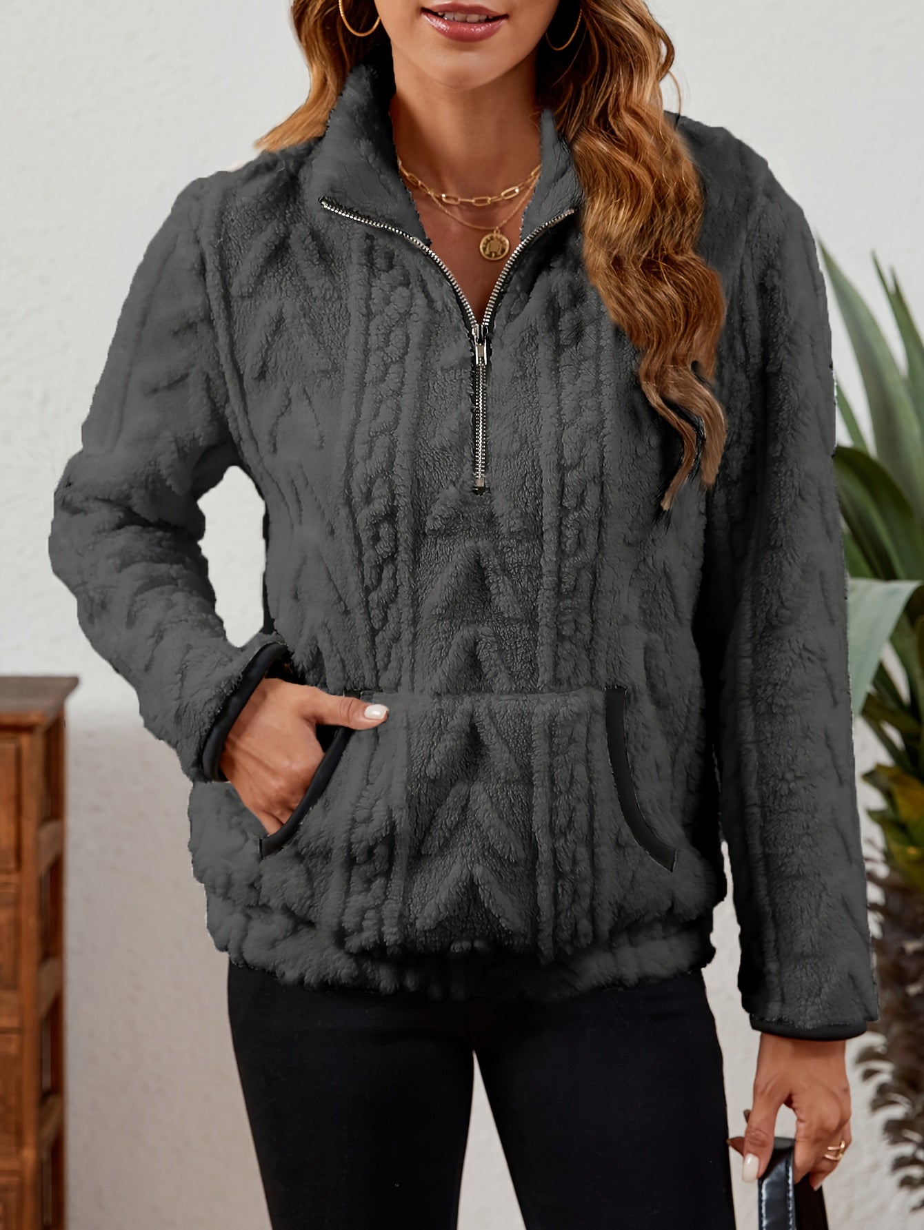 Cozy Half-Zip Sweater with Kangaroo Pocket