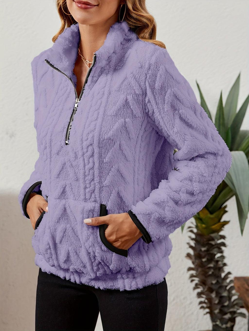Cozy Half-Zip Sweater with Kangaroo Pocket