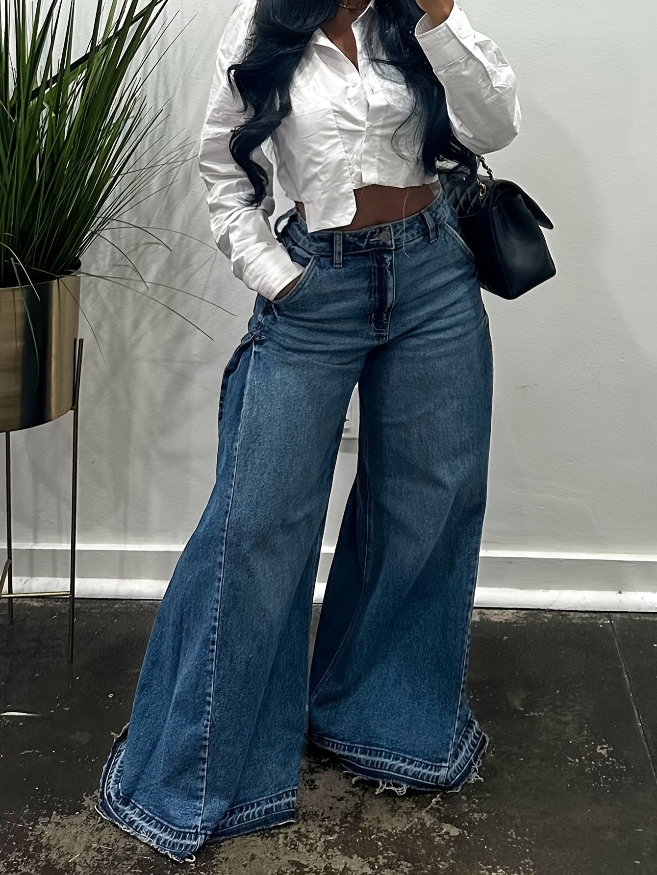 High-Waist Wide-Leg Flare Jeans