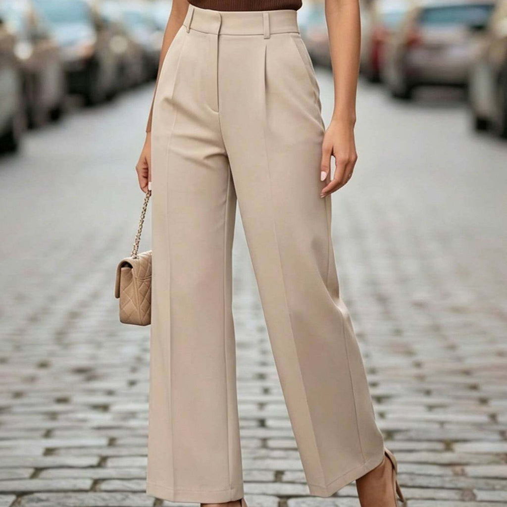 Khaki Pleated Wide Leg Pants