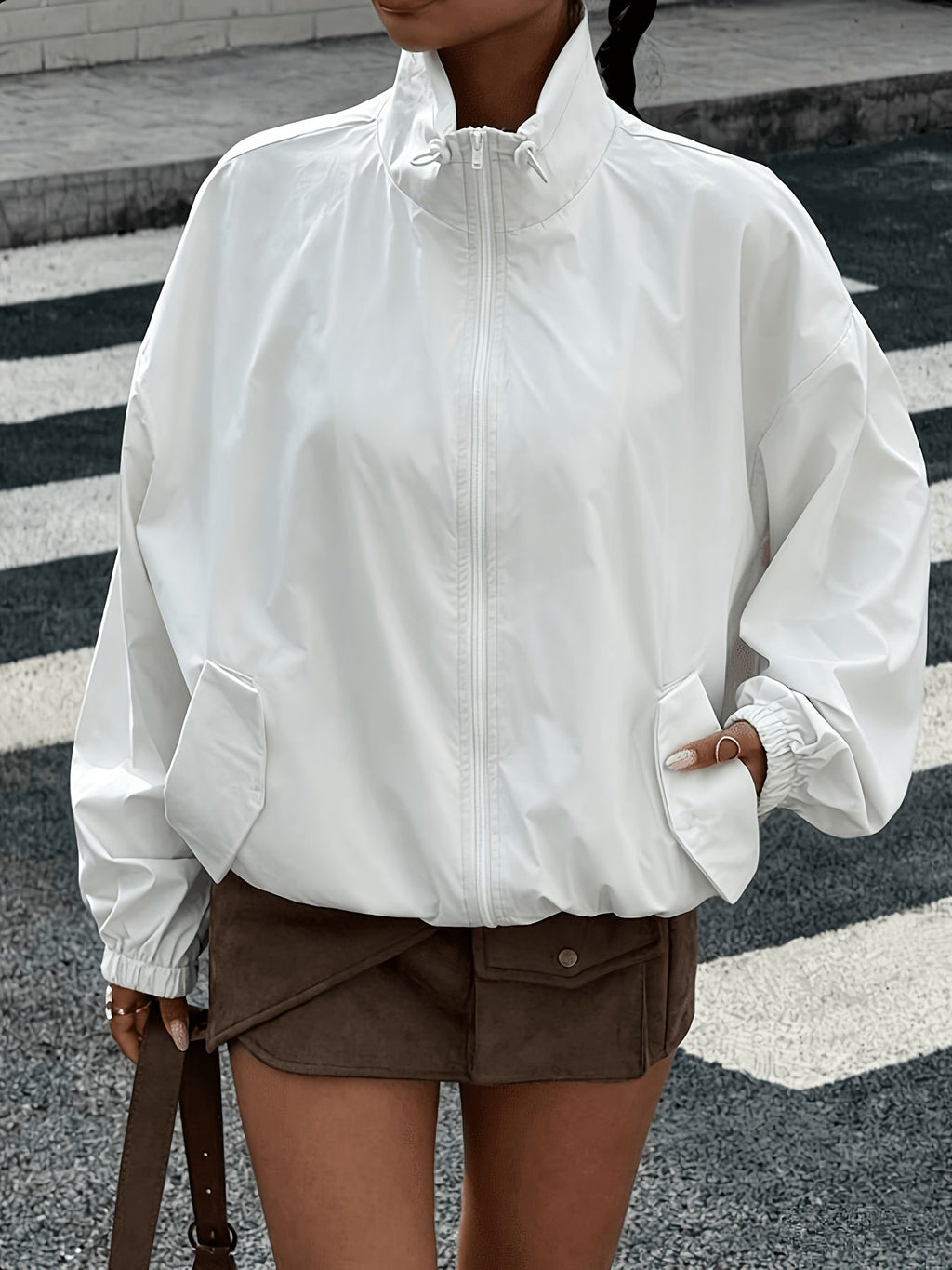 White Windbreaker Jacket