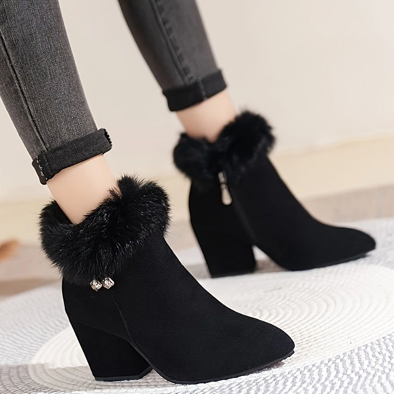 Leopard Print warm block-heel ankle Boots