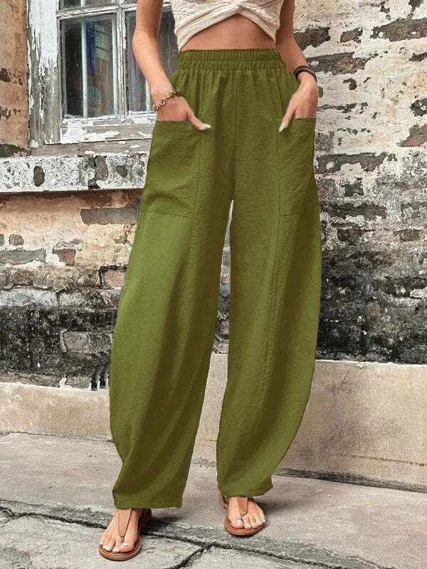 loose fit elastic-waist Pants