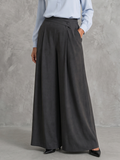 Dark Gray pleated wide-leg Pants, front view