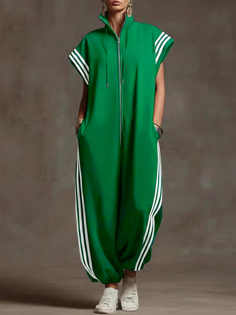 Striped Sleeveless Jumpsuit