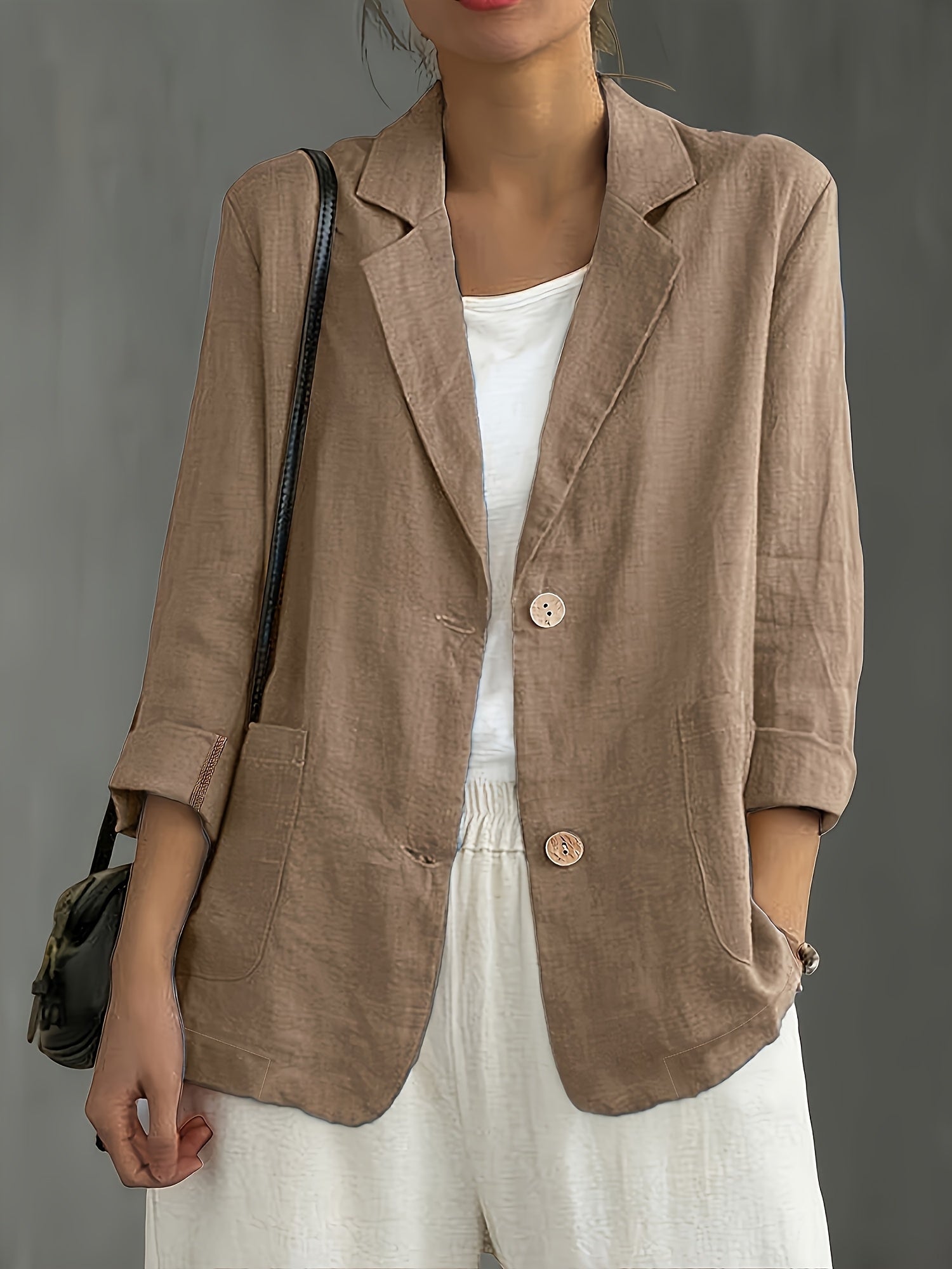 Khaki Classic Linen Blazer