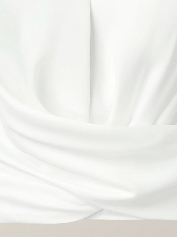 White Zip-Front V-Neck Blouse