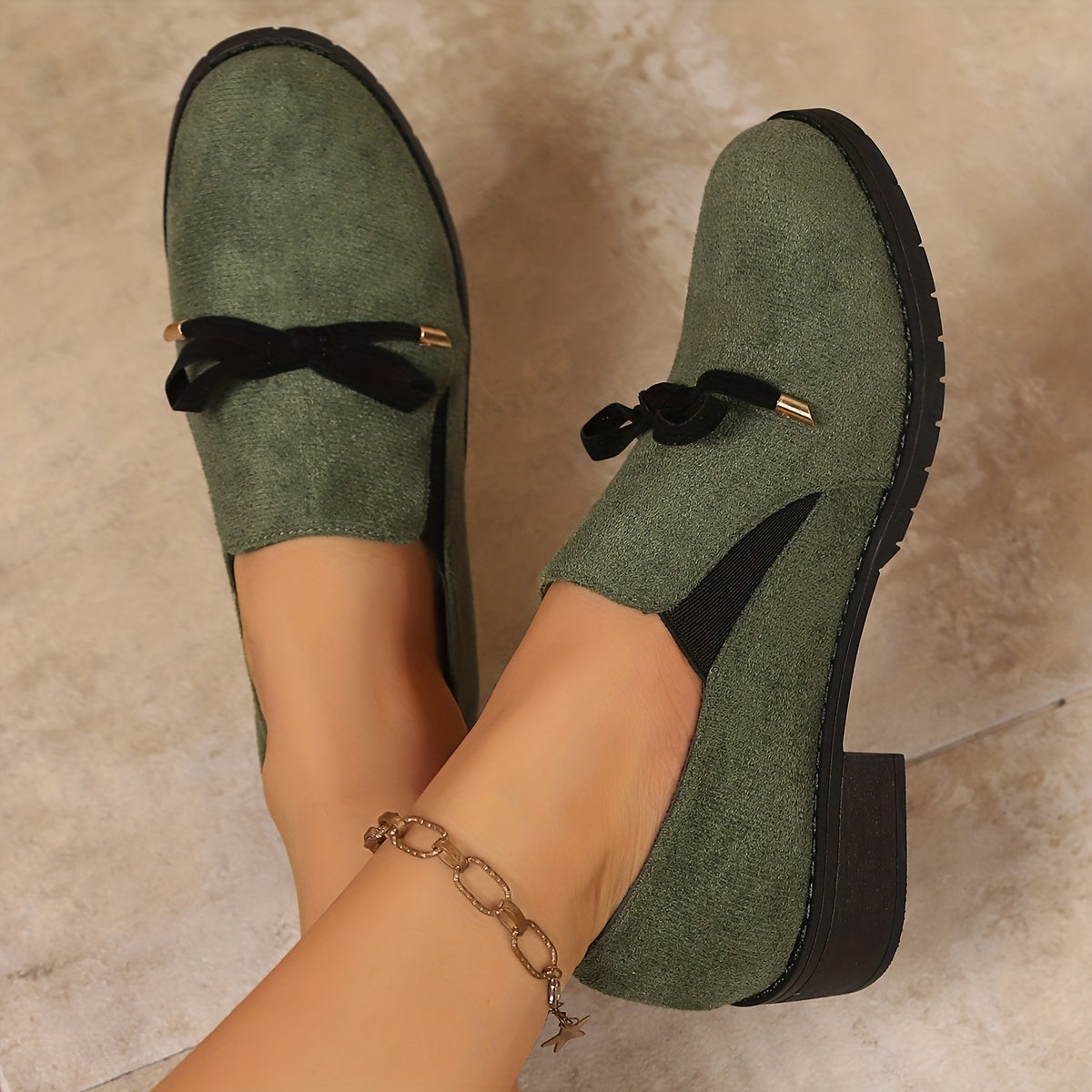 Bow-Detail Slip-On Loafers