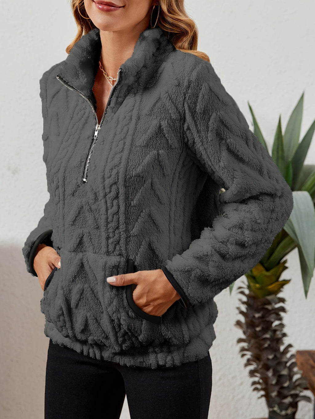 Cozy Half-Zip Sweater with Kangaroo Pocket