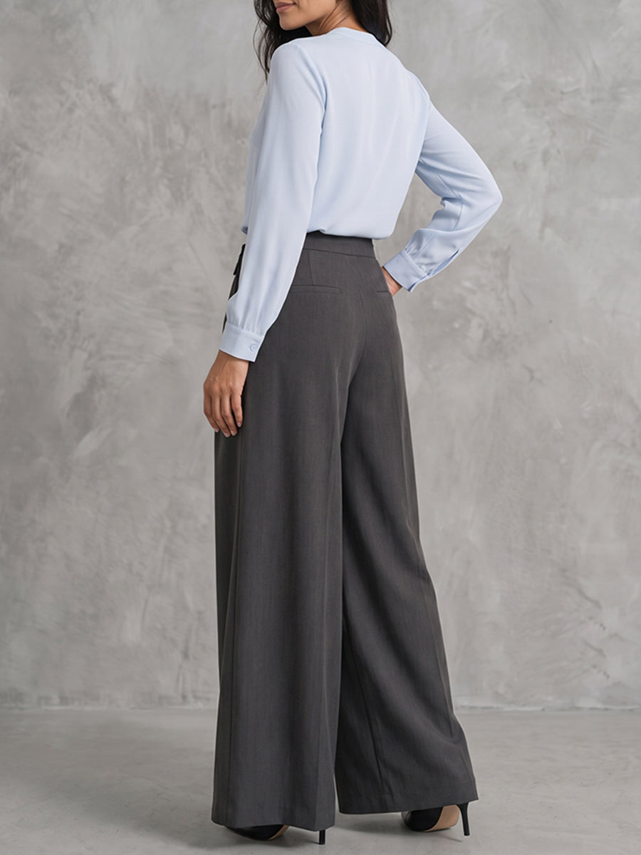 Dark Gray pleated wide-leg Pants
