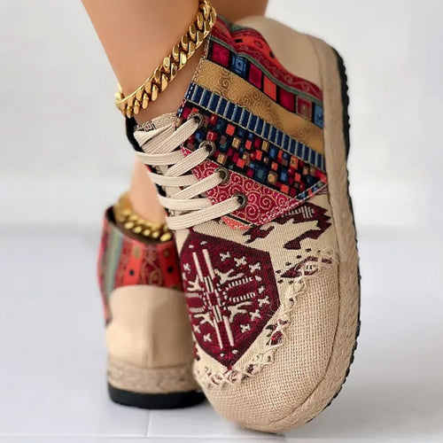 Red boho patterned high-top Sneakers