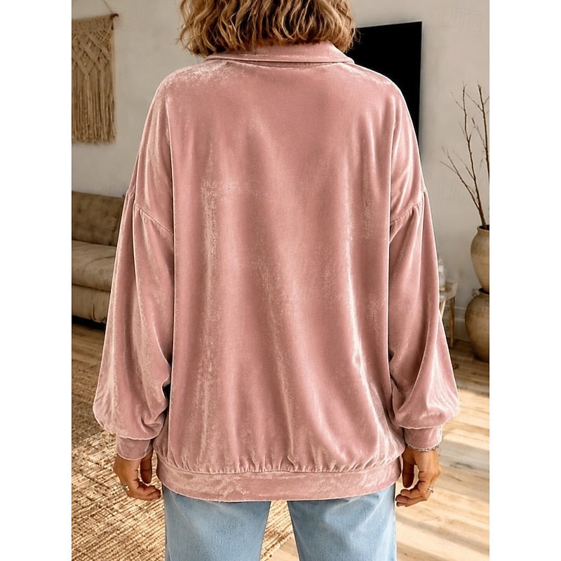 Pink Relaxed Collared Sweater